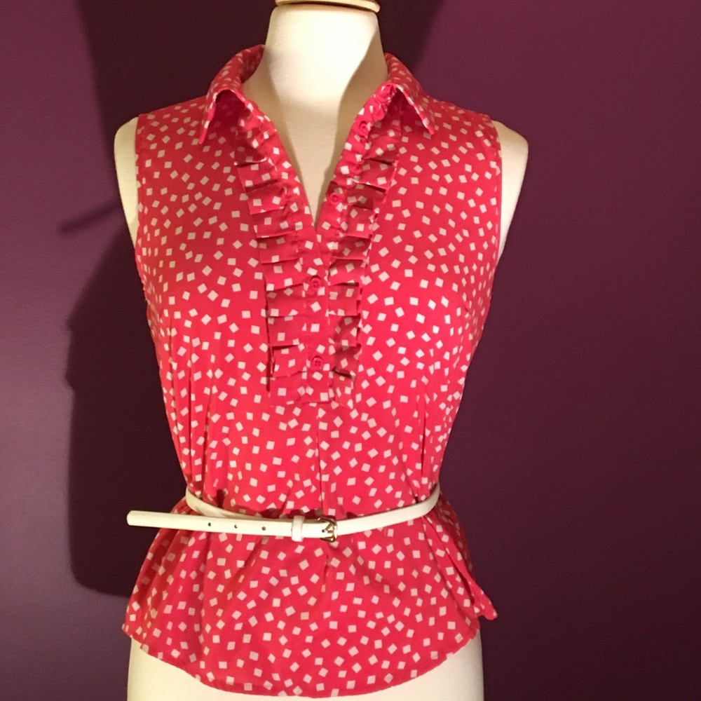 Tommy Hilfiger coral and white sleeveless top